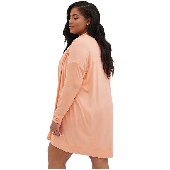 Torrid NWT Drop Shoulder Drape Cardigan - Super Soft Peach Size 2X Stretchy - Picture 4 of 6